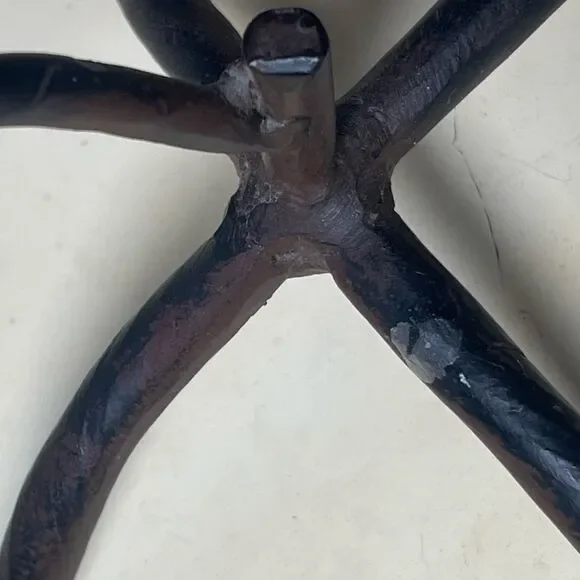 Vintage Mid Century Modern Wrought Iron Tree w/Amber Glass Cone Candle Holder - Picture 11 of 11